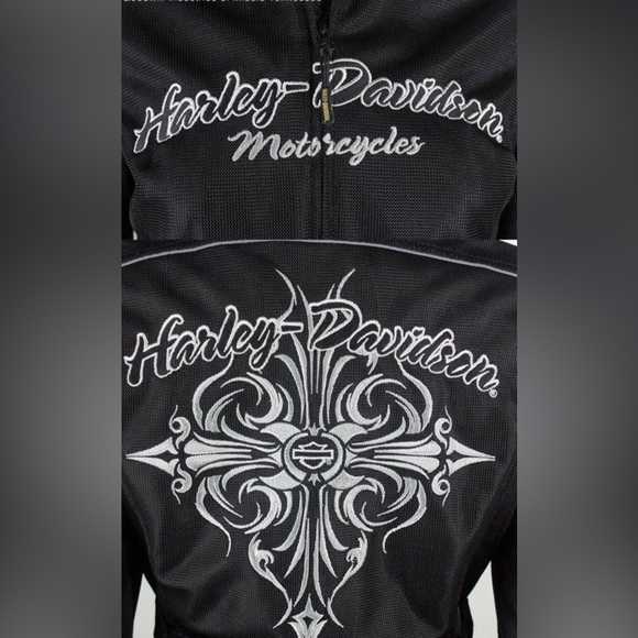 Harley Davidson Black Embroidered Zip Up Jacket - Size S. - Picture 3 of 5